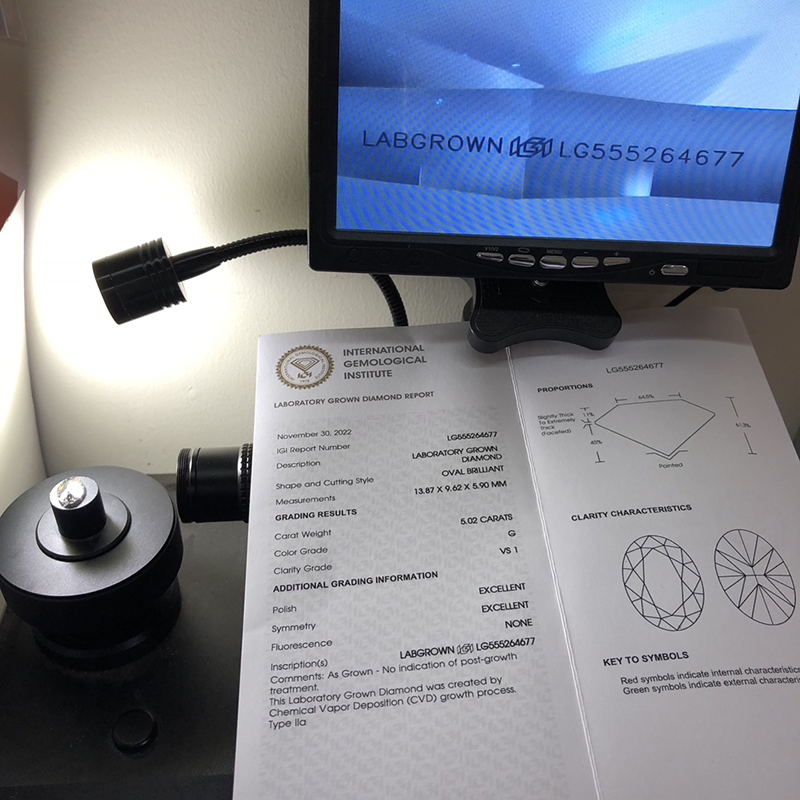 MESSI Alahas OVAL 5.02CT G VS1 2EX CVD LAB DIAMOND LG555264677 12
