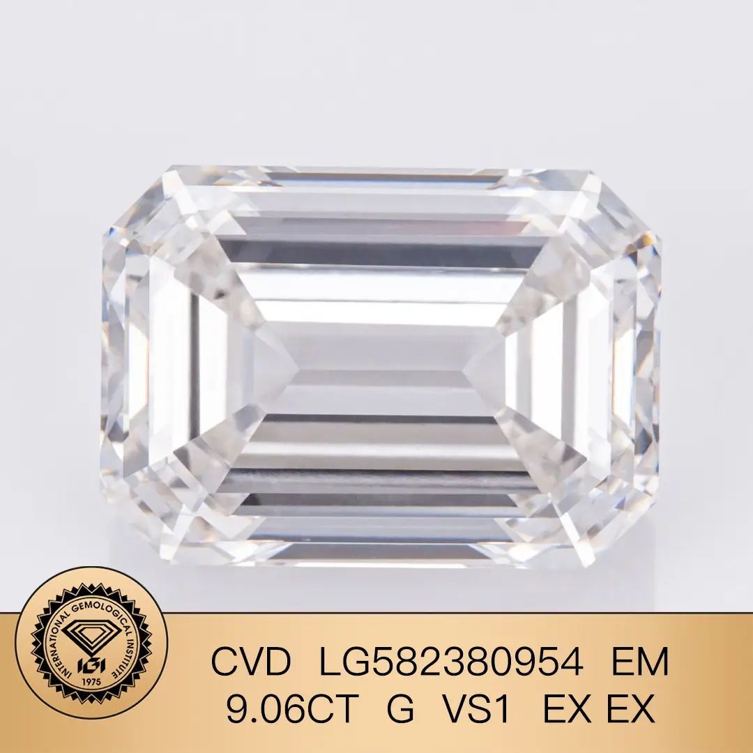 Messi Jewlery Lab Diamond Emerald CVD 9.06ct G VS1 LG582380954 Ex 1
