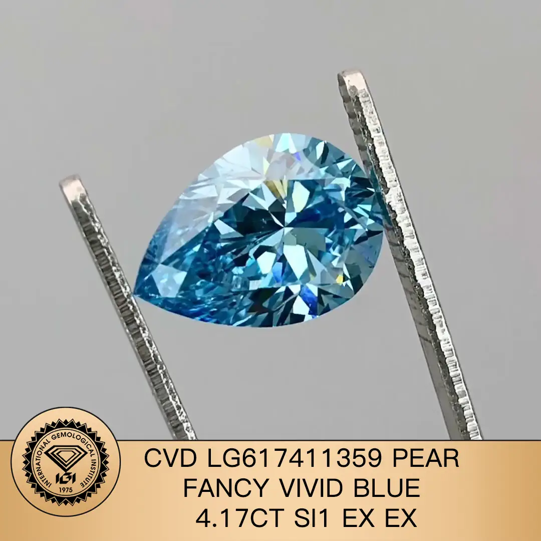 Messi Jewelry Cut Pere Cut 1.68Ct SI1 Ex Ex Ex Fancy Blue CVD Lab Diamond con certificato IGI LG617411359 1