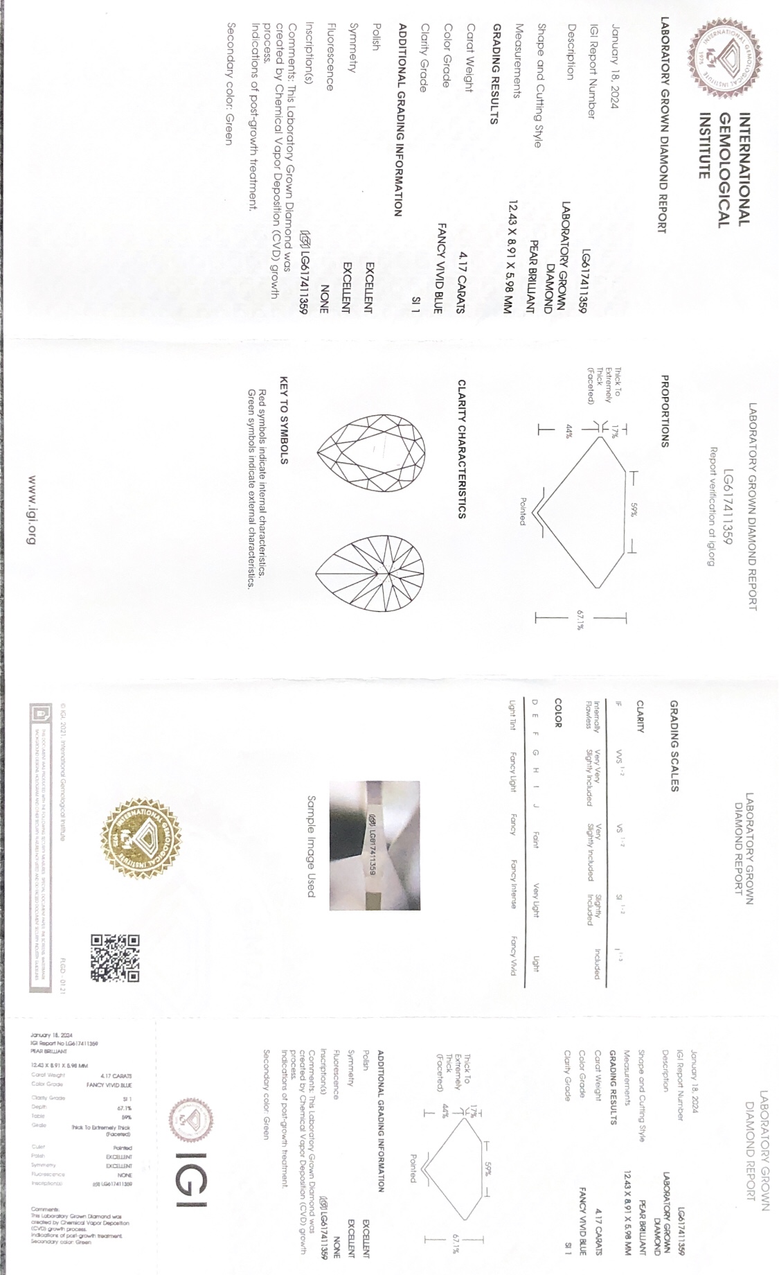 Messi Jewelry Pear Cut 1.68CT SI1 ID EX EX Fancy Intense Blue CVD Lab Diamond nga adunay IGI Certificate LG617411359 9