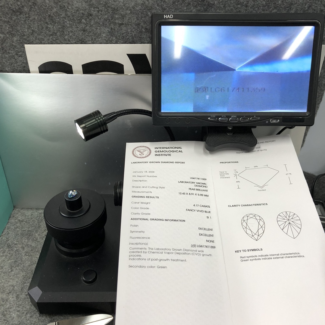 Messi Jewelry Pear Cut 1.68CT SI1 ID EX EX Fancy Intense Blue CVD Lab Diamond nga adunay IGI Certificate LG617411359 13