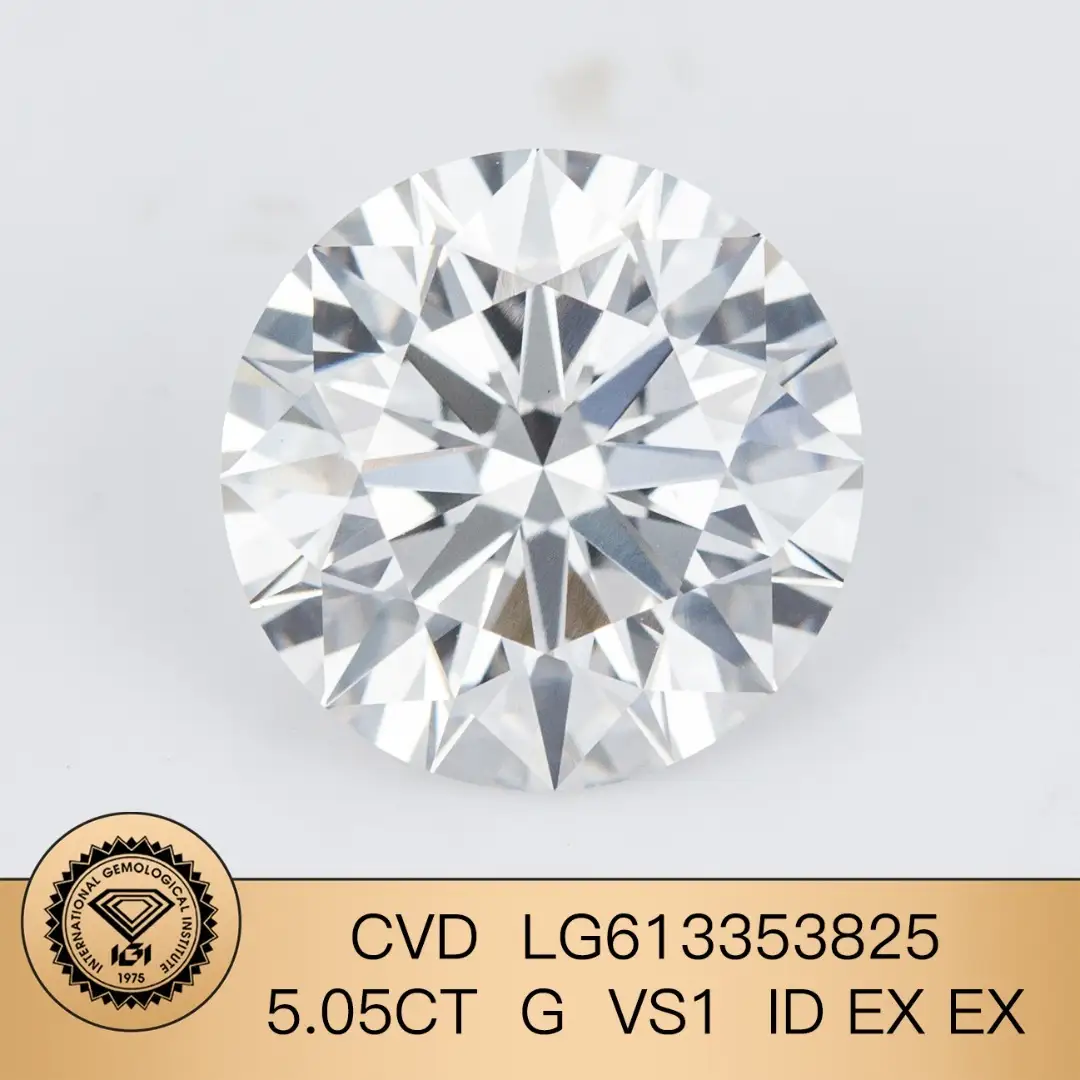 Messi Jewelry Lab Diamond CVD Taglio rotondo LG613353825 5.05CT G VS1 ID EX Ex 1