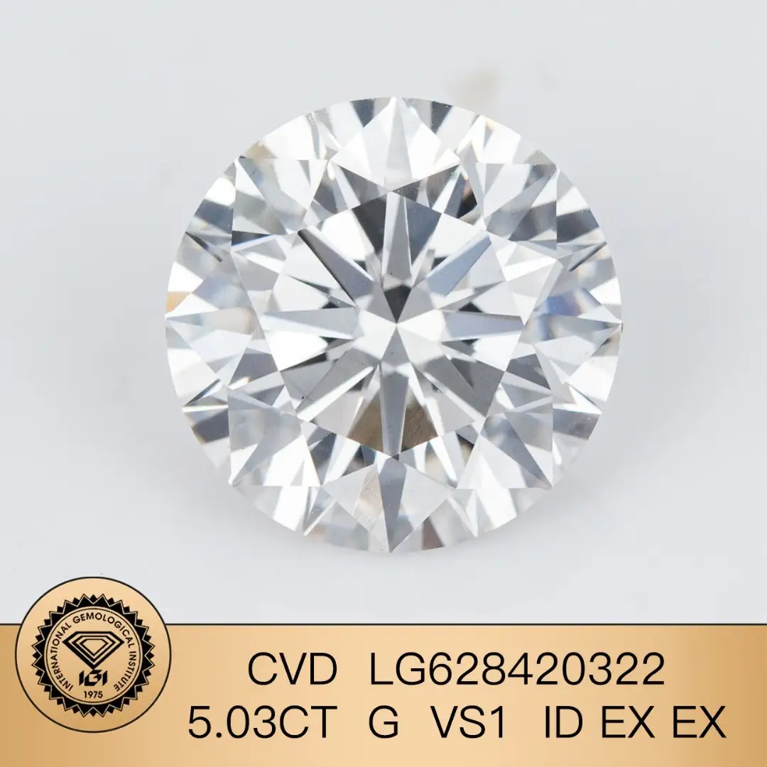 QUALITÀ IGI Lab Diamond Round 5.03CT G VS1 ID EX EX CVD LG628420322 Produttore | Gioielli Messi 1