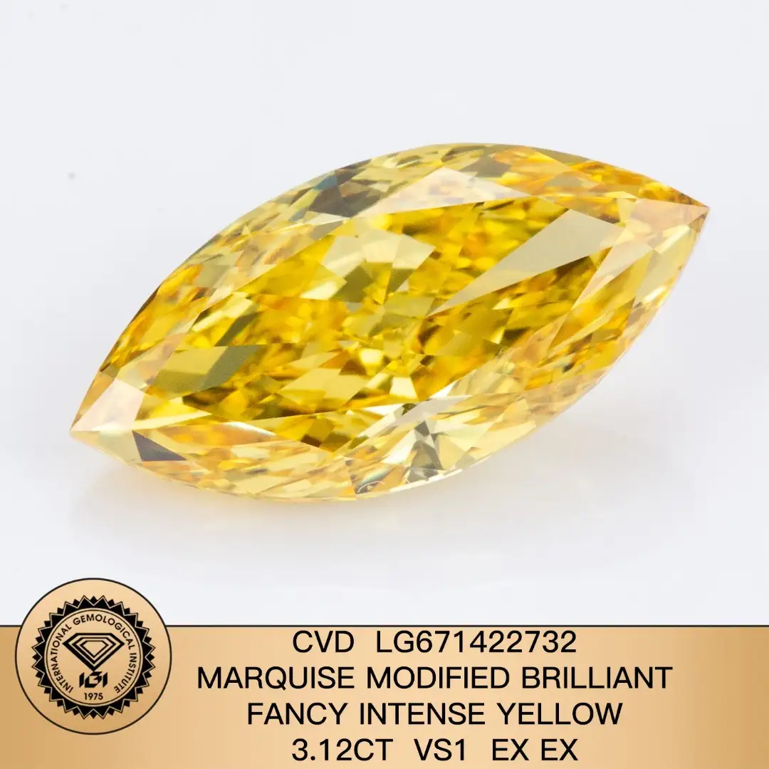 Fancy Intense Yellow Marquise 3.12Carat vs1 Ex Ex Lab Grown Diamond con certificato IGI LG671422732 1