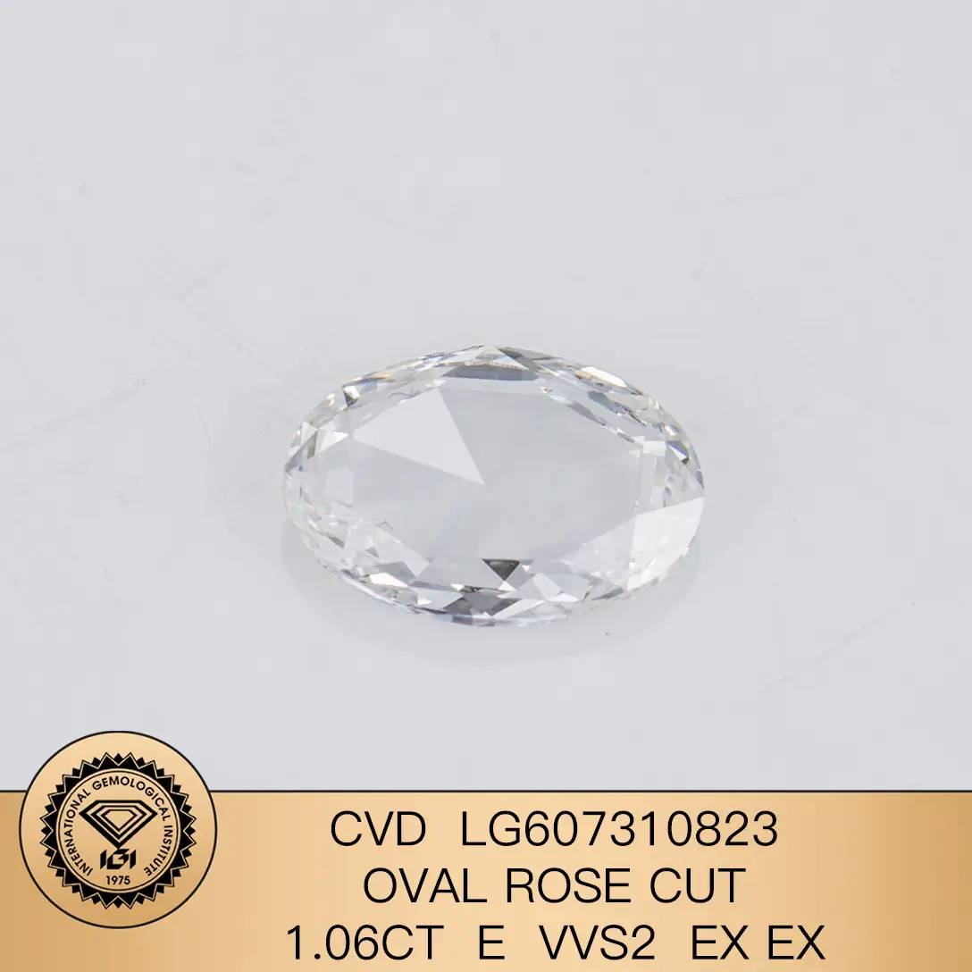 Cut rosa ovale 1,06ct E VVS2 CVD Diamond Lab Certificato IGI Diamond IGI 1