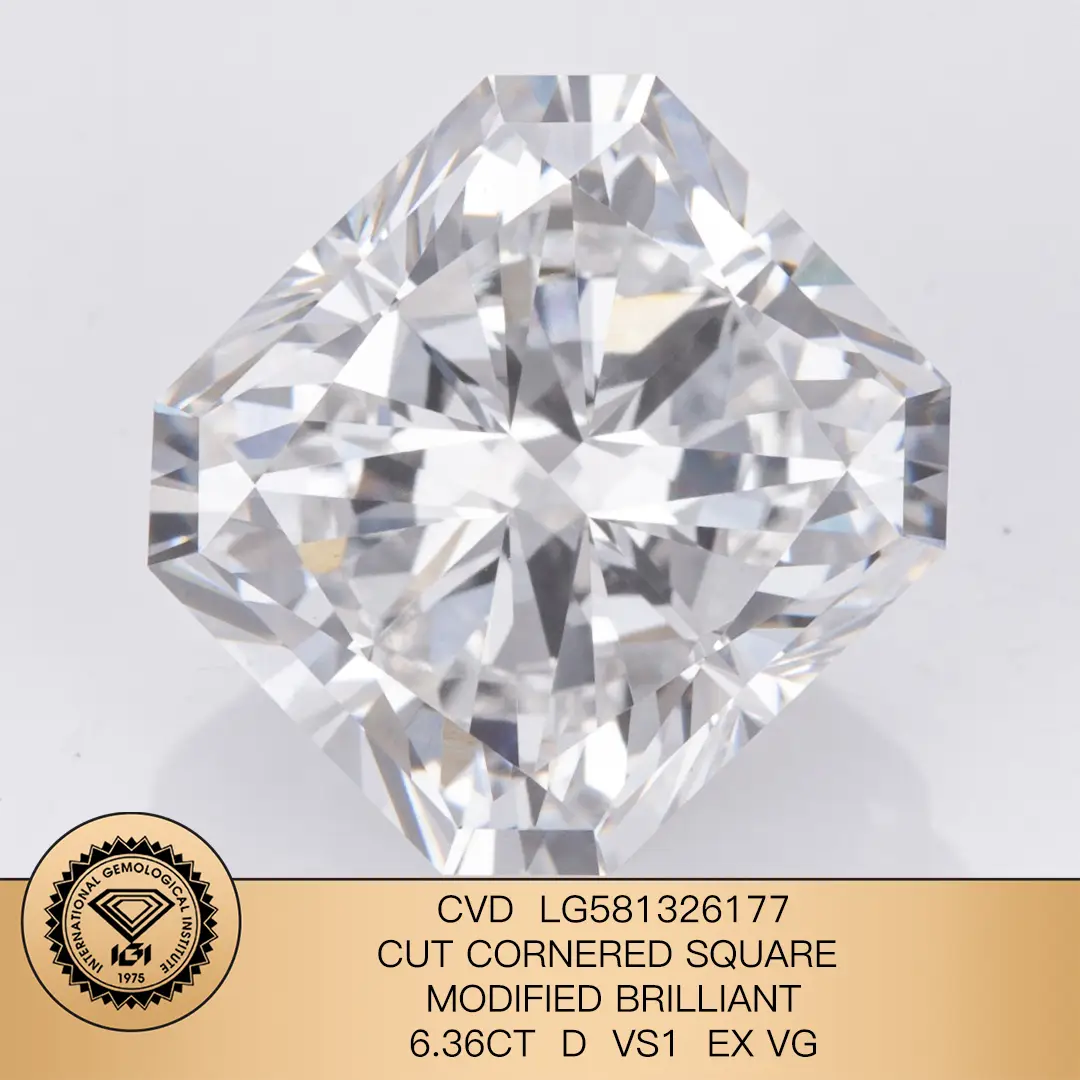 Cuscino quadrato modificato brillante 6.36carat d vs1 ex vg cvd lab diamond lg581326177 1