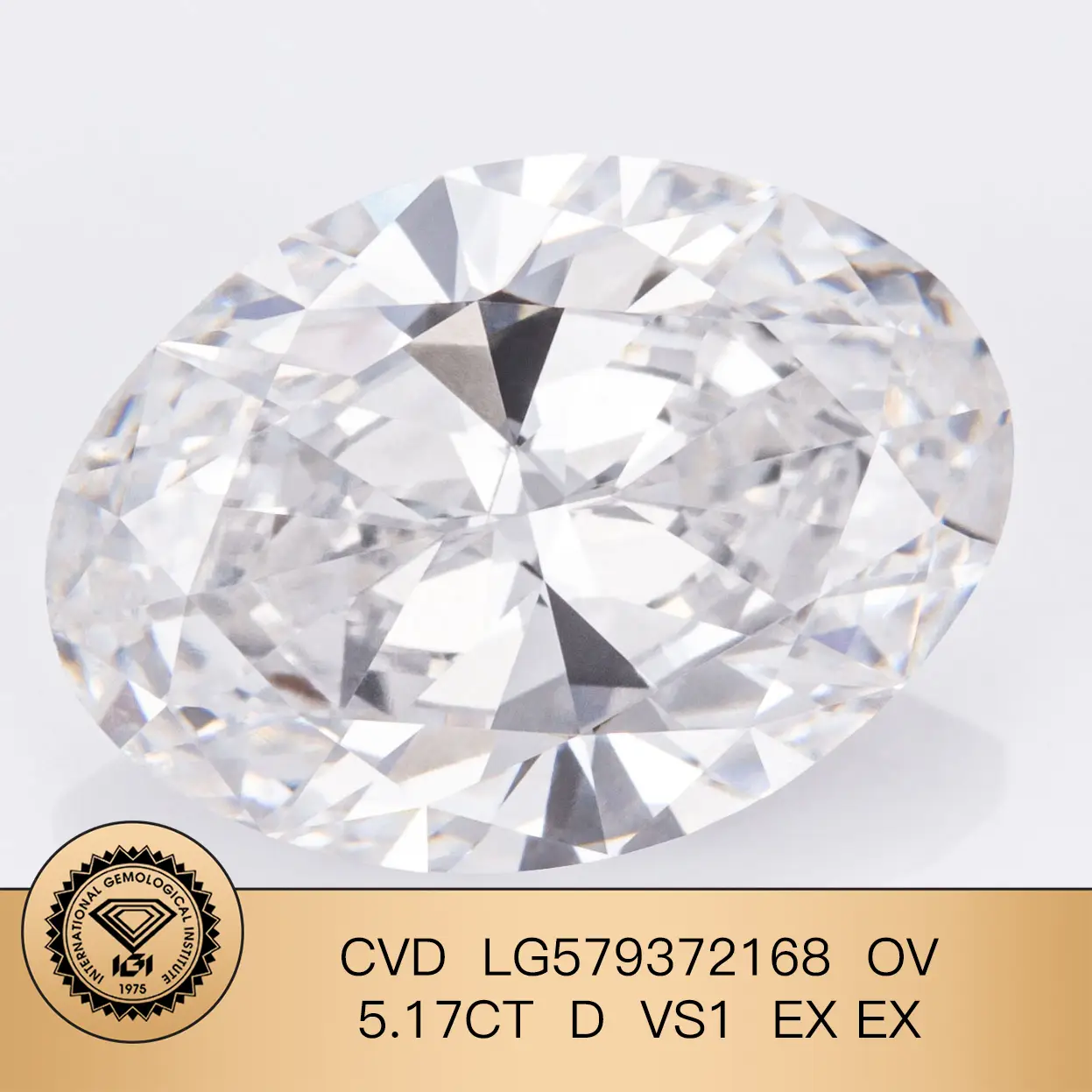 IGI 인증서 LG와 함께 CVD 실험실 다이아몬드를 커스터마이즈 타원형 모양 5.17 카랫579372168 1