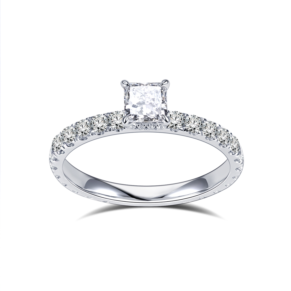 MSR-1700 Ipasibo ang Square Pricess Cut Lab Diamond 18K Gold Halo Ring - Messi Alahas 8