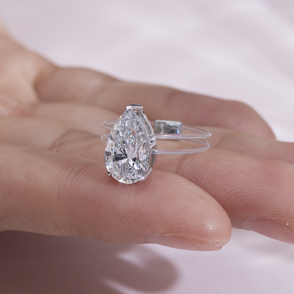 MSR-1762 Fashion 18K White Gold Pear Lab Gitubo nga Diamond Specia Custom nga Singsing 13