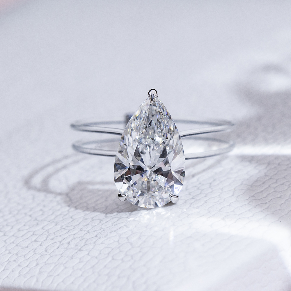 MSR-1762 Fashion 18K White Gold Pear Lab Gitubo nga Diamond Specia Custom nga Singsing 8