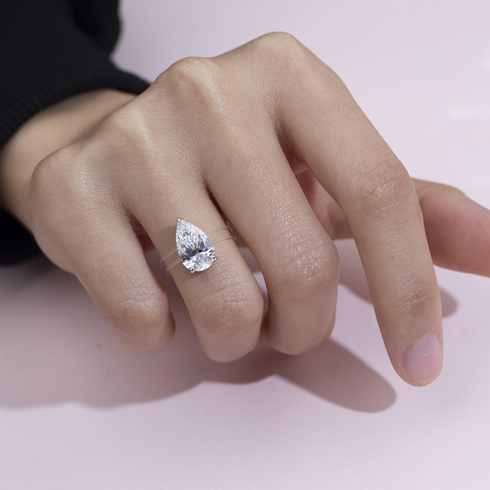 MSR-1762 Fashion 18K White Gold Pear Lab Gitubo nga Diamond Specia Custom nga Singsing 12