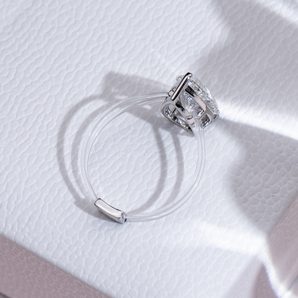 MSR-1762 Fashion 18K White Gold Pear Lab Gitubo nga Diamond Specia Custom nga Singsing 9