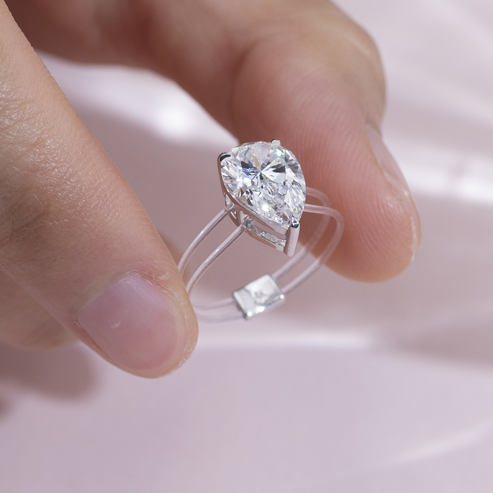 MSR-1762 Fashion 18K White Gold Pear Lab Gitubo nga Diamond Specia Custom nga Singsing 11