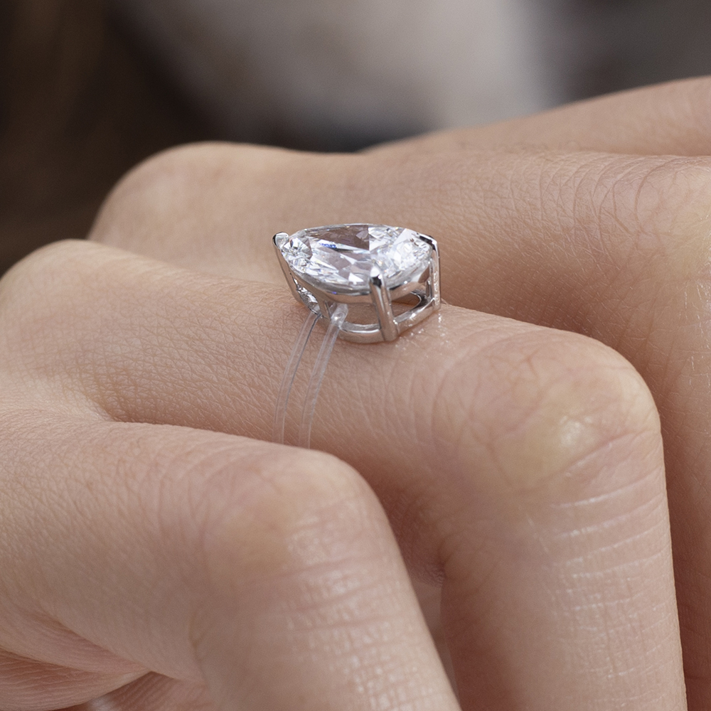 MSR-1762 Fashion 18K White Gold Pear Lab Gitubo nga Diamond Specia Custom nga Singsing 14