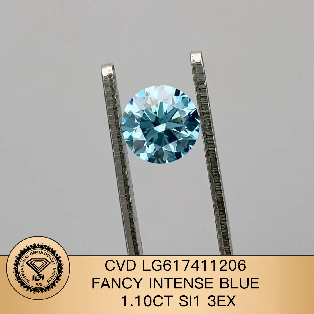 Gioielli Messi fantasia intenso blu da 1,10 ct round si1 ex ex cvd lab diamond lg617411206 1