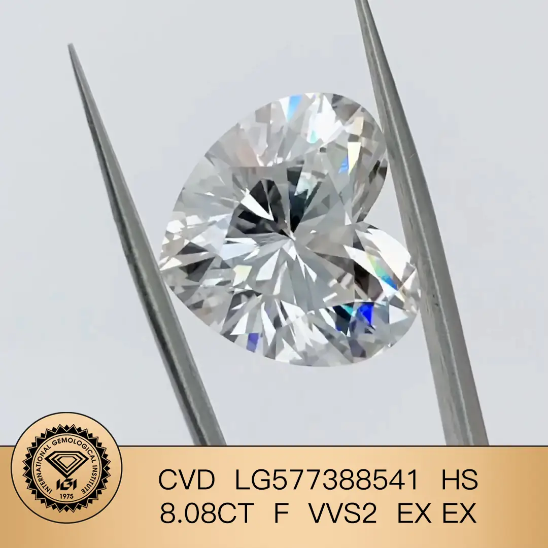 CVD Lab Grown Diamond Heart 8.08ct F VVS2 EX per gioielli LG577388541 | Gioielli Messi 1