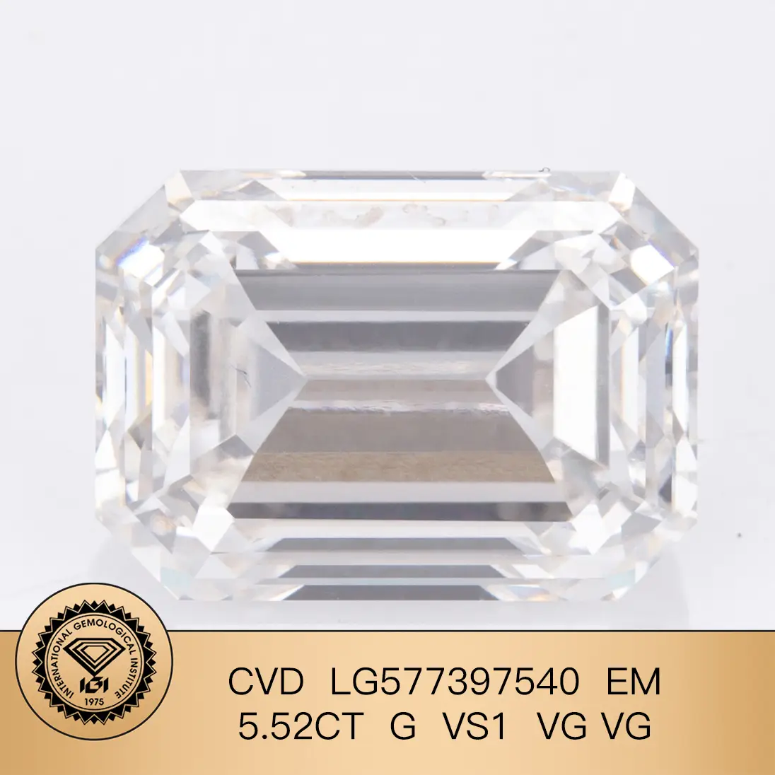 Lab Grown Diamond Emerald 5.52CT G VS1 VG VG per gioielleria di diamanti LG577397540 | Gioielli Messi 1