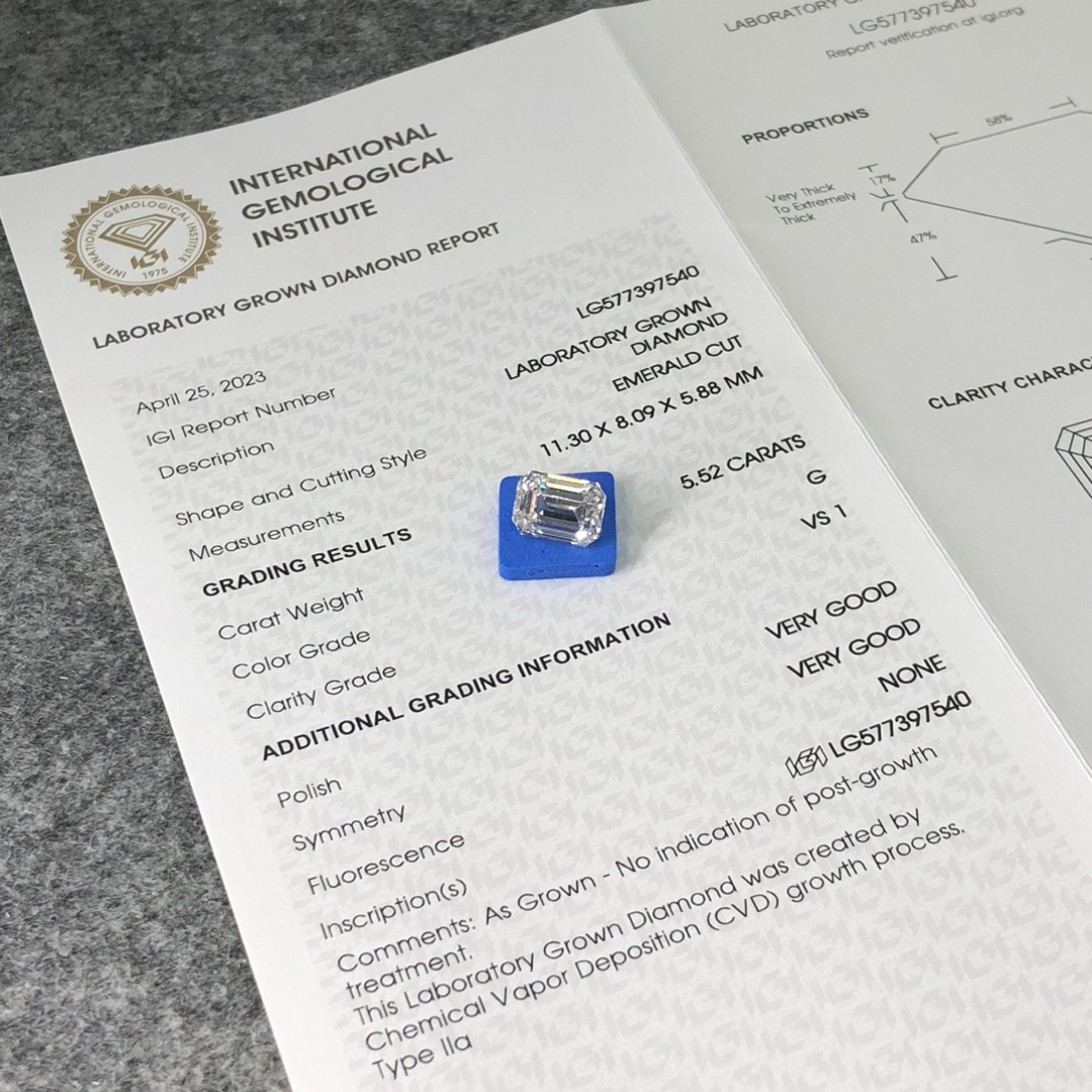 Lab Grown Diamond Emerald 5.52CT G VS1 VG VG Para sa Diamond Alahas LG577397540 | Messi Alahas 6