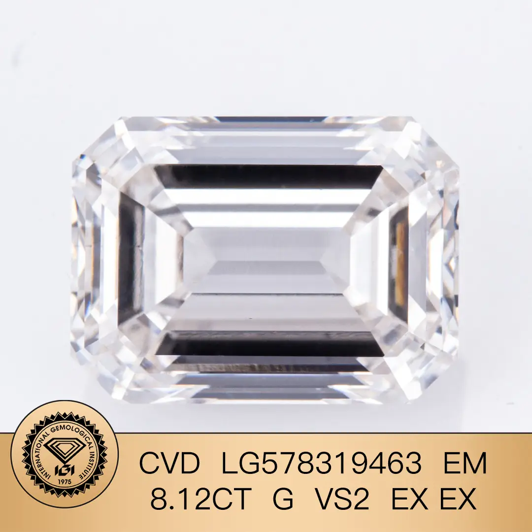 CVD CVD Diamond Emerald Cut 8.12CT G VS2 EX EX LG578319463 | Gioielli Messi 1
