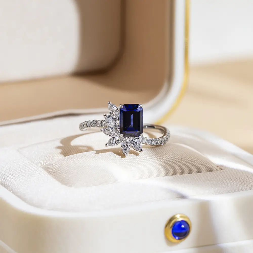 Lab Grown Sapphire 18K Ring - Messi Jewelry 2