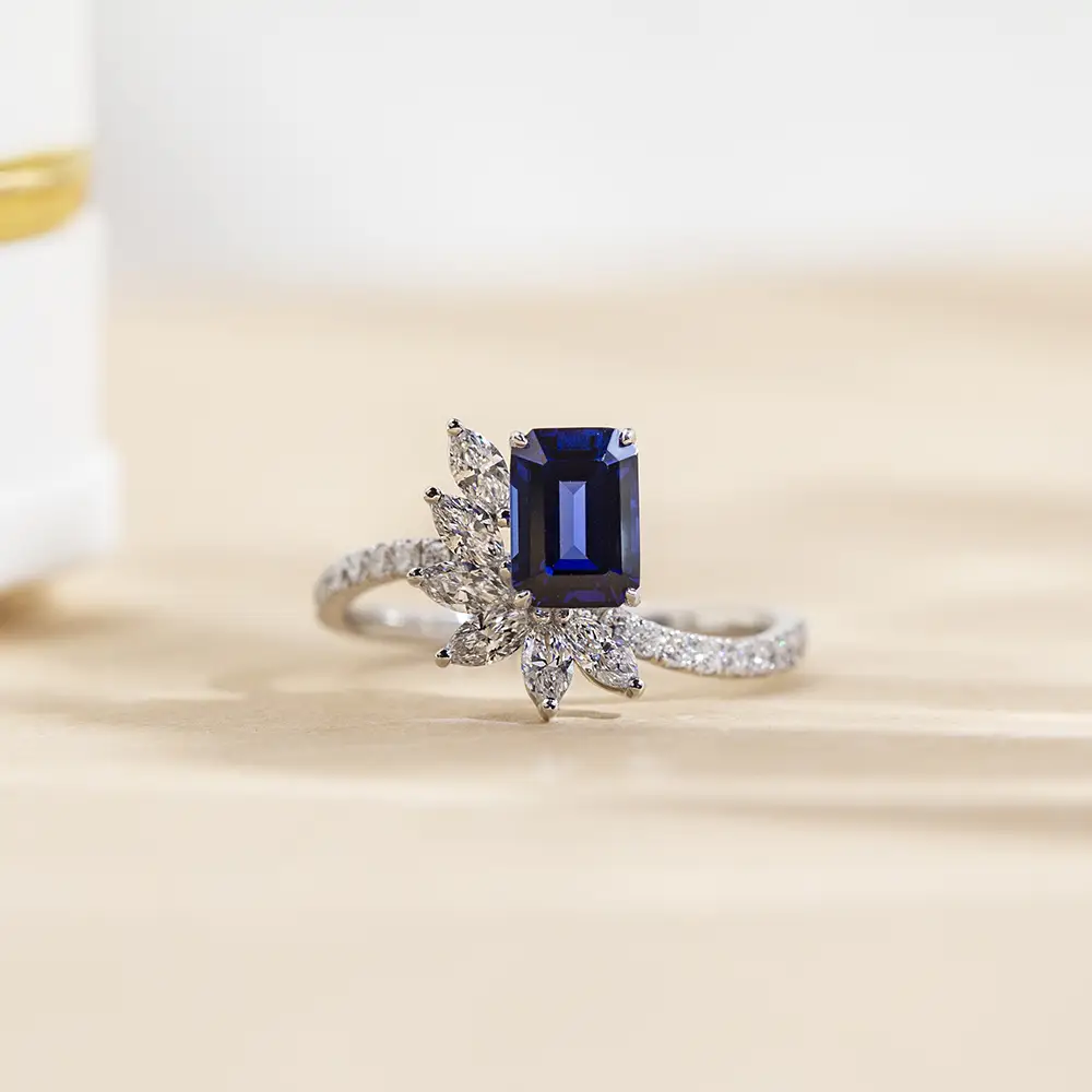 Lab Grown Sapphire 18K Ring - Messi Jewelry 4