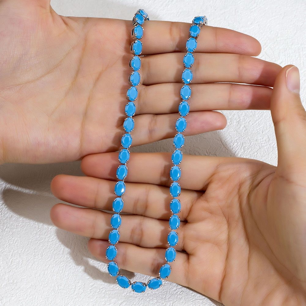 MSR-882 Custom Lab Grown Gemstone Oval Giputol nga mga Kadena nga Alahas | Messi Alahas 7