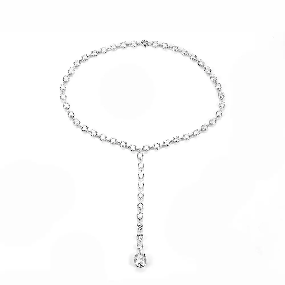 MSN-884 Lab Crown Diamond Chain Custom Caten White Gold Necklace | Gioielli Messi 1