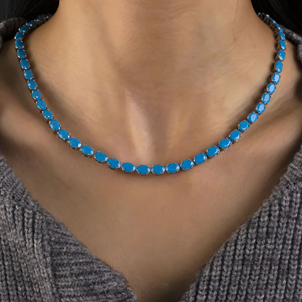 MSR-882 Custom Lab Grown Gemstone Oval Giputol nga mga Kadena nga Alahas | Messi Alahas 8