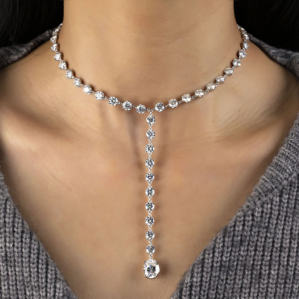 MSN-884 Lab Grown Diamond Cutom Chians Pendant White Gold Kwintas | Messi Alahas 6