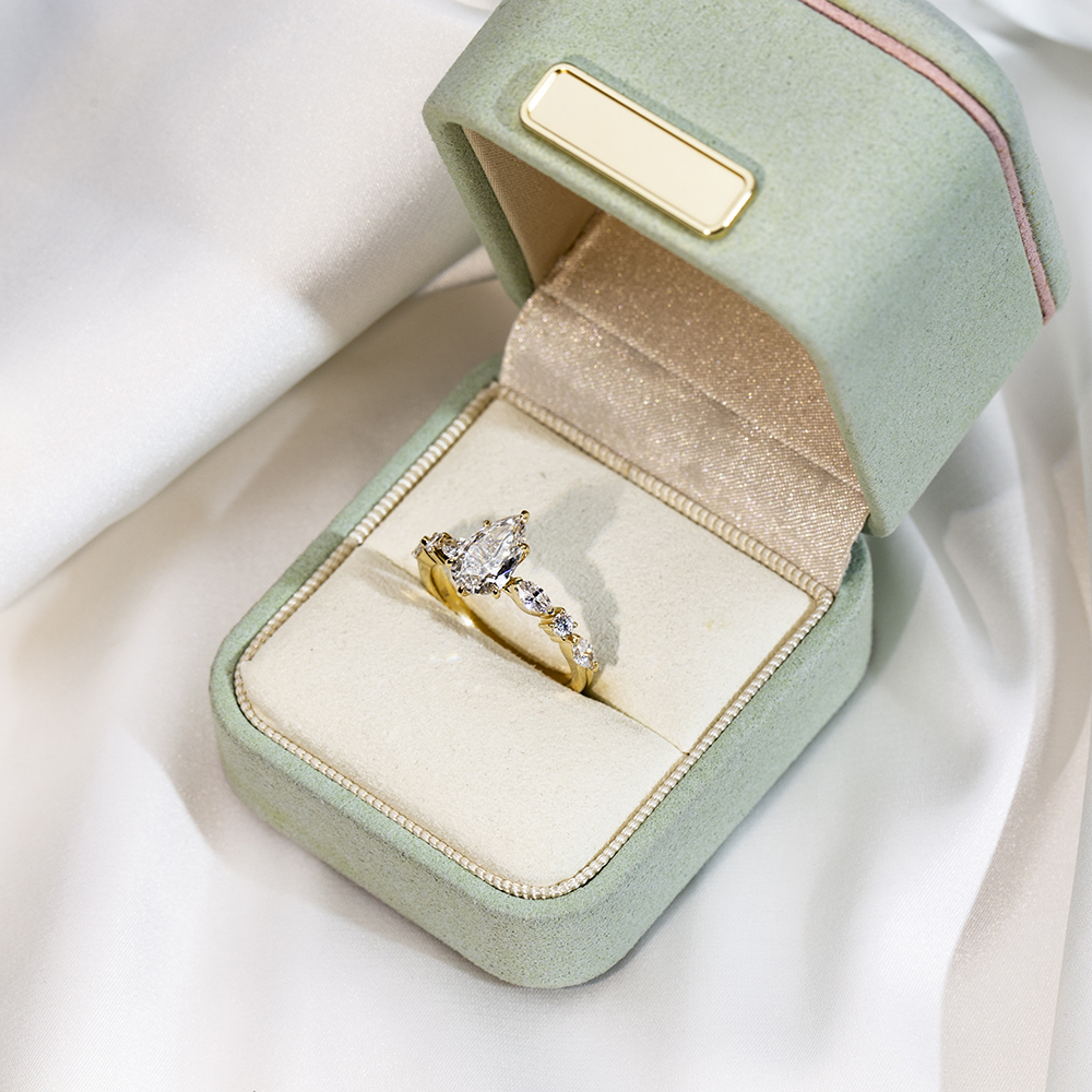 MSR-1773 Messi Jewerly Custom 18K Yellow Gold Pear Lab Grown Diamond Fancy Shape Ring 12