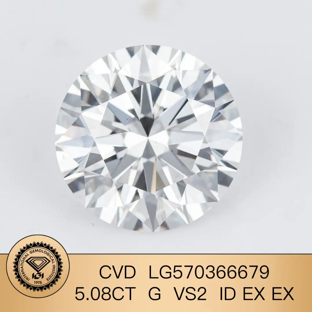 Messi Jewlery Lab Diamond CVD Round 5.08Ct G VS2 LG570366679 ID ex ex 1