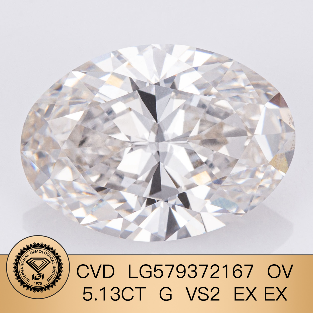 Labing maayo nga 0val 5.13CT G VS2 EX EX CVD LG579372167 Lab Grown Diamond Company - Messi Alahas 