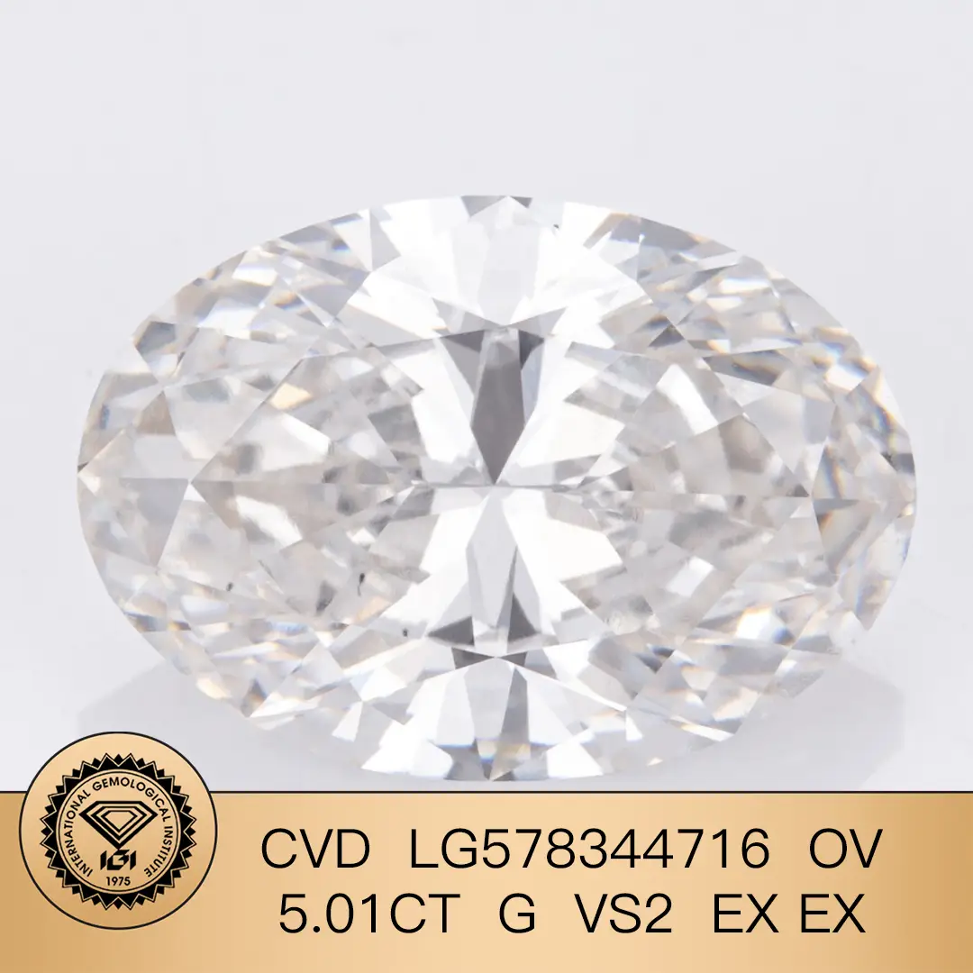 MIGLIORE IGI OVAL 5.01CT G VS2 EX EX CVD LG578344716 Lab Grown Diamond Company - Messi Jewelry 1