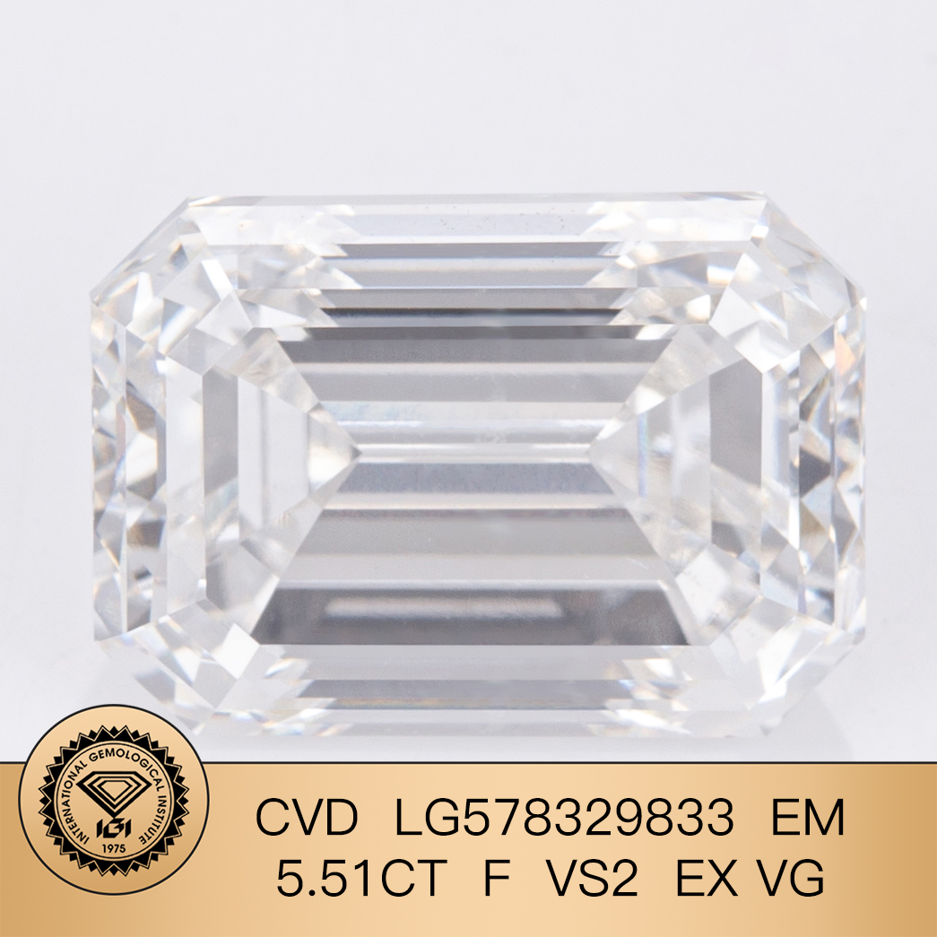  Quality IGI Emerald 5.51CT F VS2 EX VG Lab Grown Diamond CVD LG578329833 Manufacturer | Messi Jewelry 