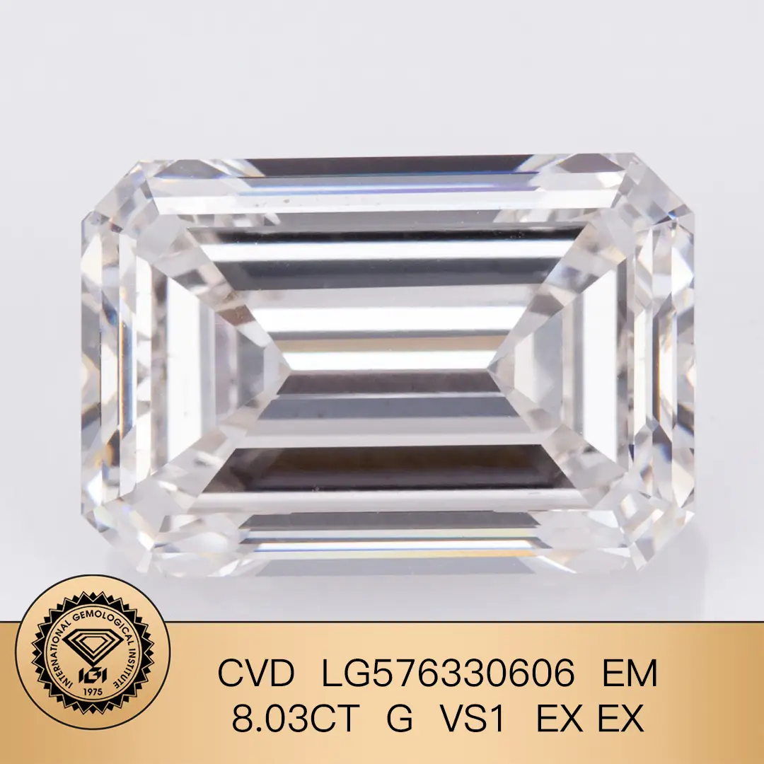 Emerald IGI Lab Grown Diamond 8.03ct G VS1 EX EX CVD LG576330606 1