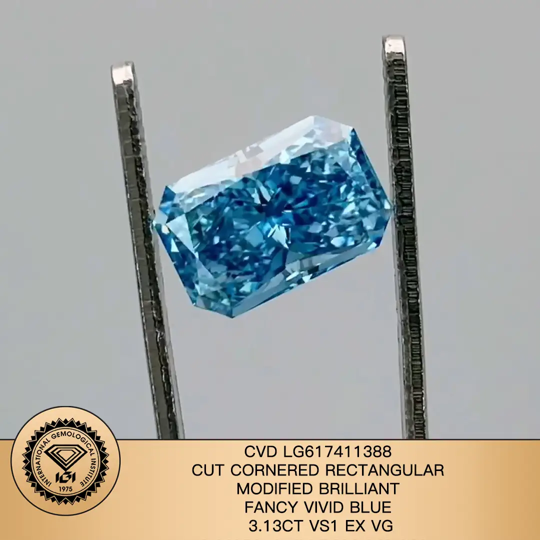 Gioielli messi radiante taglio da laboratorio diamante fantasia vivido blu 3.13ct vs1 cvd lg617411388 1