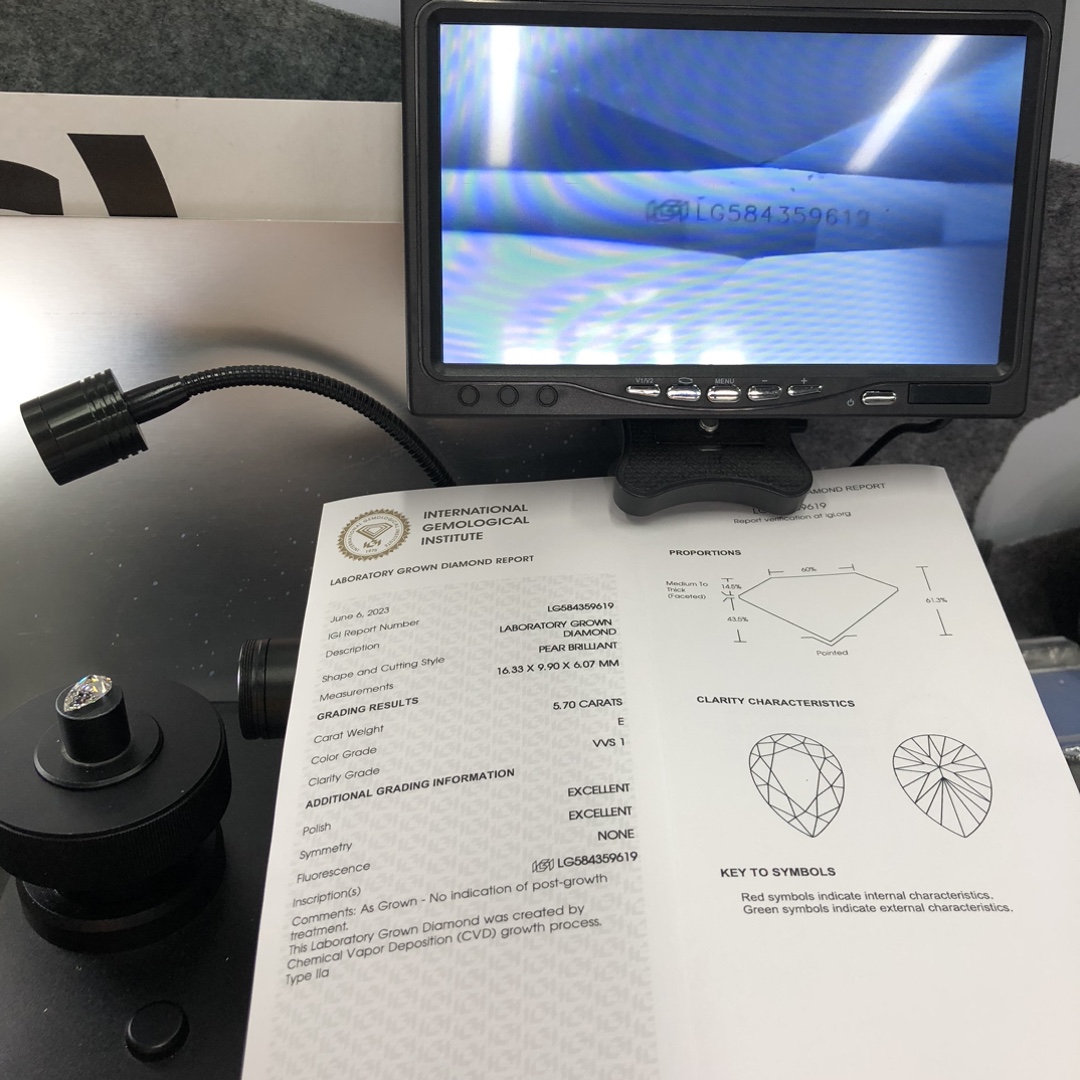 IGI Pear 5.70CT E VS1 Lab Grown Diamond EX EX CVD LG584359619 | Messi Alahas 17