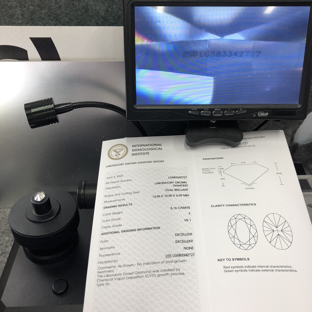 IGI Oval White Lab Grown Diamond 5.16CT F VS1 CVD LG583342727 EX EX 12