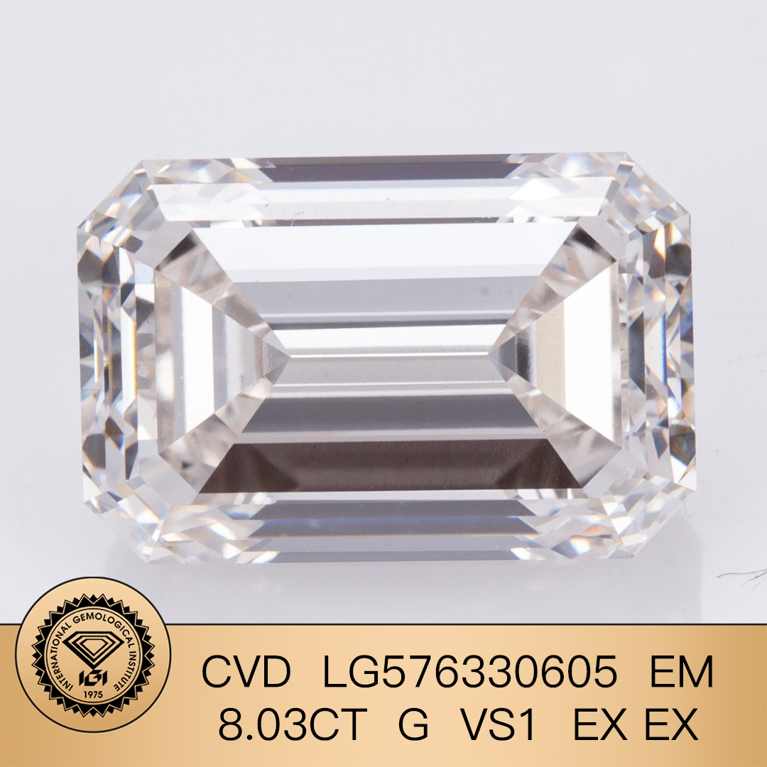  Quality IGI Emerald 8.03CT G VS1 Lab Grown Diamond EX EX CVD LG576330605 Manufacturer | Messi Jewelry 