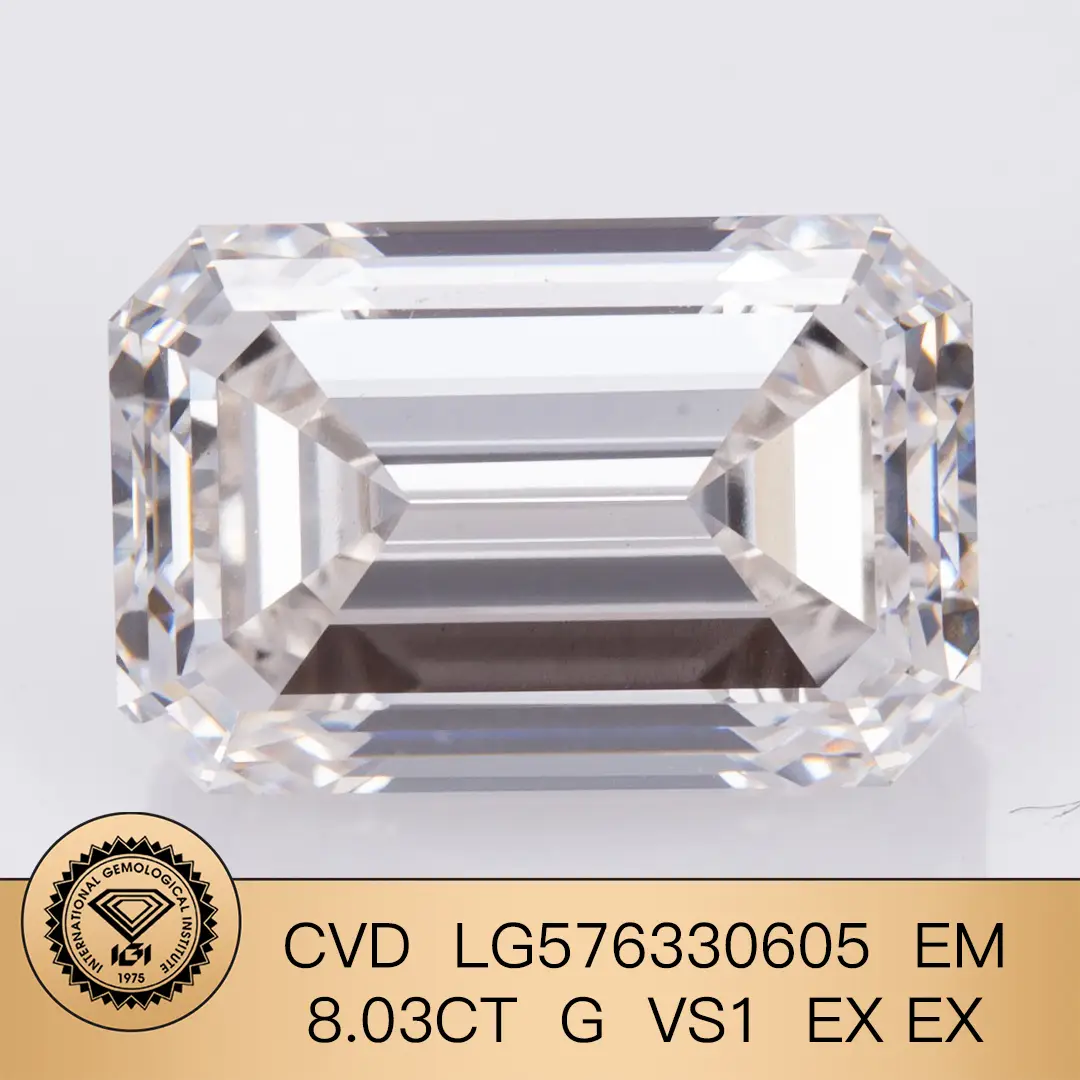 QUALITÀ IGI EMERALD 8.03CT G VS1 Lab Grown Diamond Ex CVD LG576330605 | Gioielli Messi 1