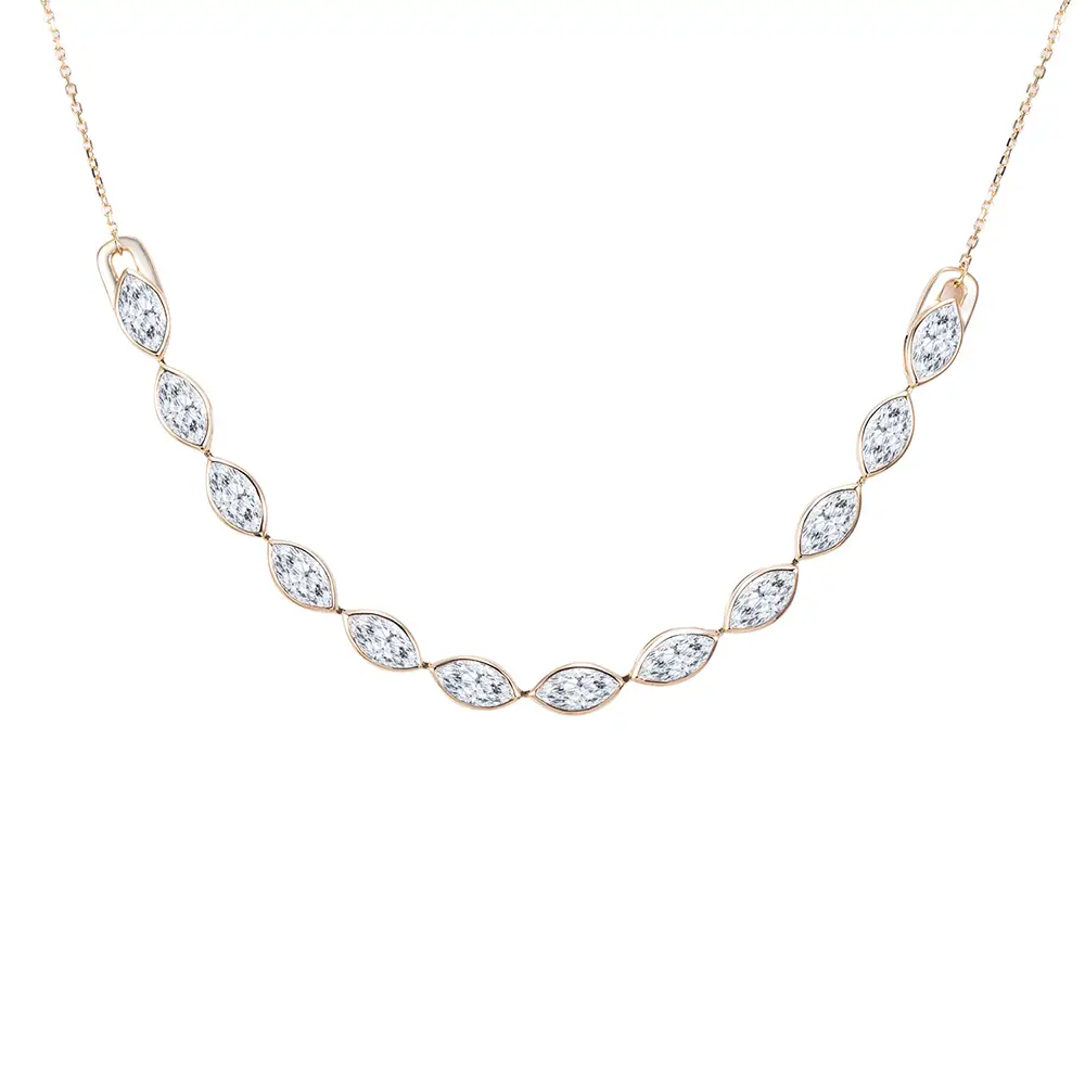MSN-835 18K Gold Lab Gioielli coltivati ​​Diamond Marquise Cut Diamond Necklace | Gioielli Messi 1
