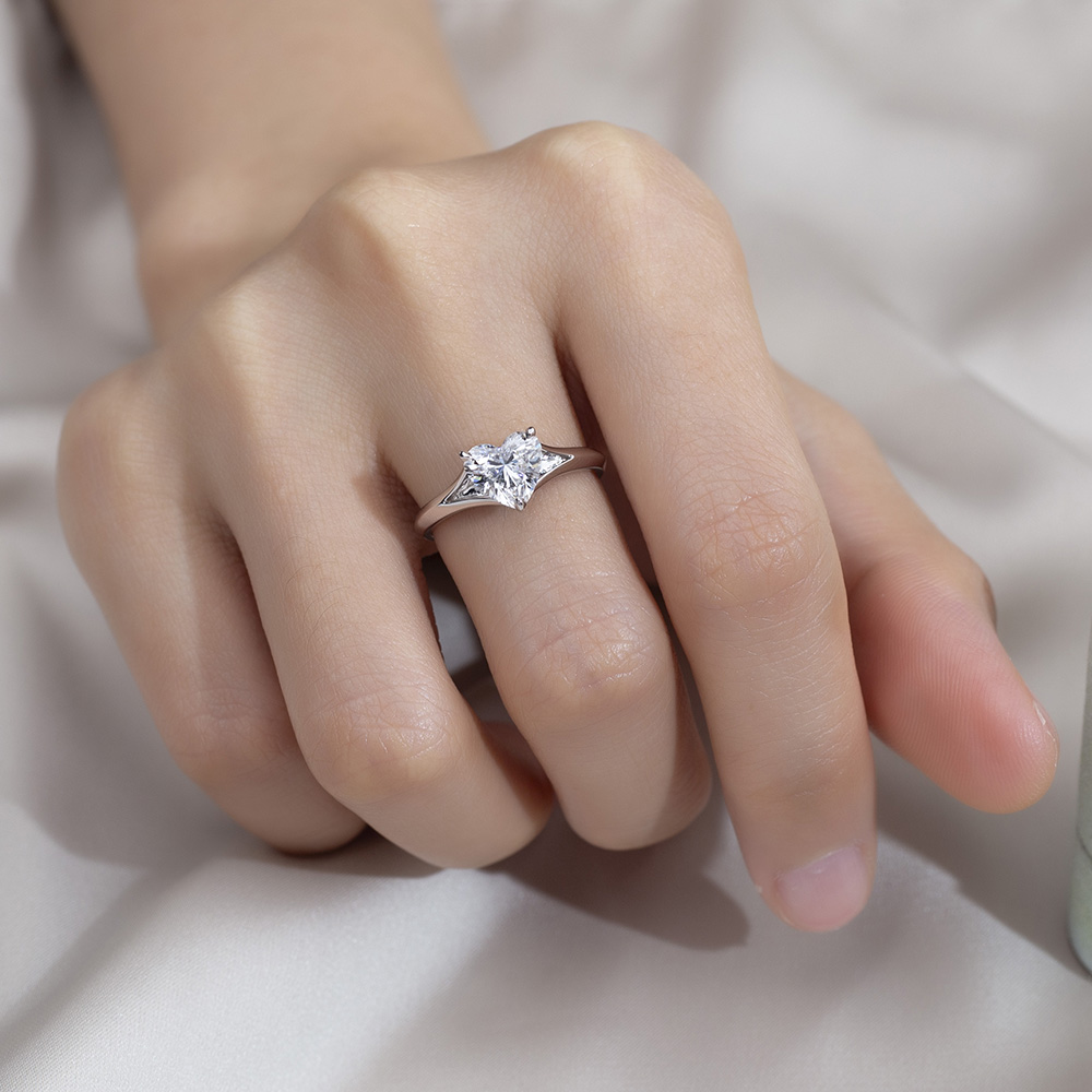 MSR-1730 18K White Gold Heart Shape Lab Grown Diamond Custom Ring 13