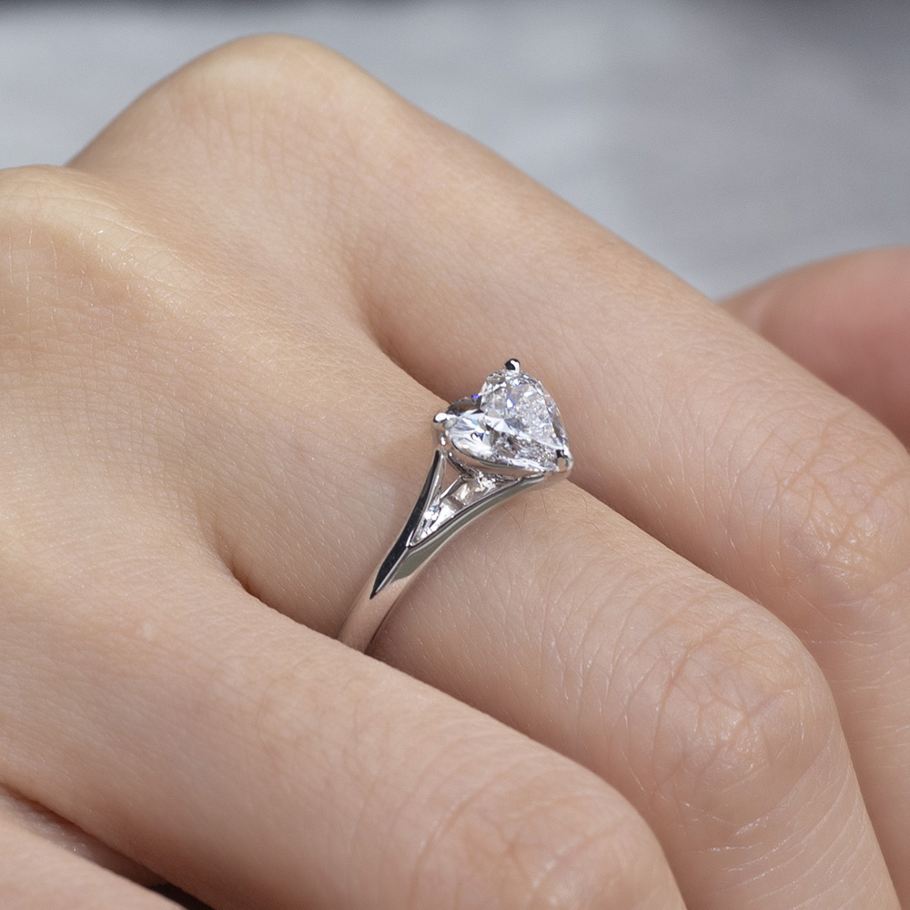 MSR-1730 18K White Gold Heart Shape Lab Grown Diamond Custom Ring 14