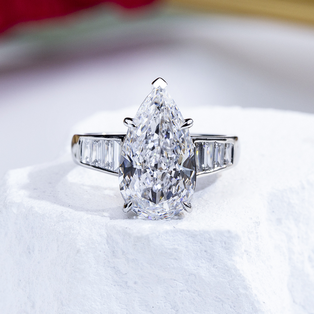 MSR-1721 18K White Gold  Pear Shape Lab Grown Diamond Ring Customized | Messi Jewelry 10