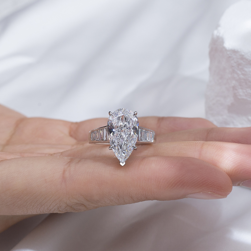 MSR-1721 18K White Gold  Pear Shape Lab Grown Diamond Ring Customized | Messi Jewelry 14