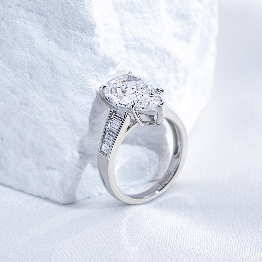 MSR-1721 18K White Gold  Pear Shape Lab Grown Diamond Ring Customized | Messi Jewelry 9