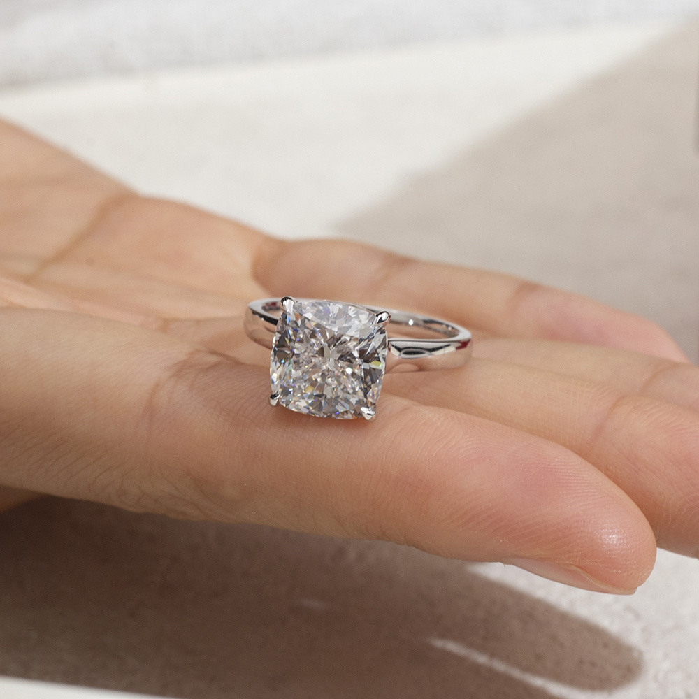 MSR-1708 IGI 5.64CT D VS1 Cishion Shape Lab Grown Diamond Ring 18K Gold Solitalire Ring - Messijewelry 11
