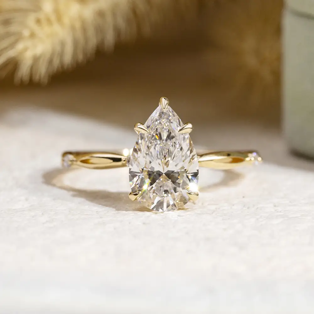 MSR -1709 White 2ct Pere Forma IGI ANELLO DIAMOND CRESTO 18K GOLLO GOLLO GOLLO ANTULO - Messijewelry 1