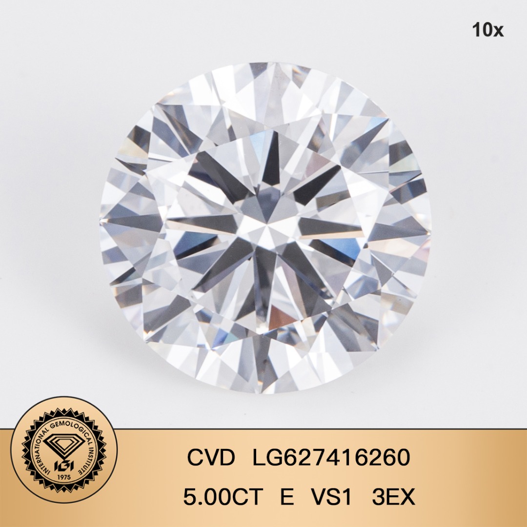  Quality IGI Lab Grown Diamond CVD LG627416260 5.00CT E VS1 3EX Manufacturer | Messi Jewelry 