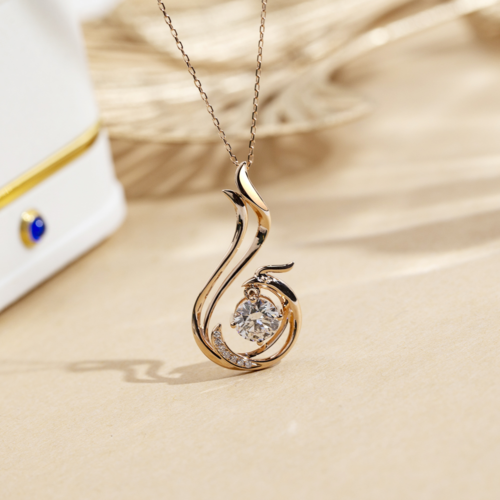  Customized MSN-854 18K Rose Gold Round Shape Lab Grown Diamond Necklace manufacturers From China | Messi Jewelry 